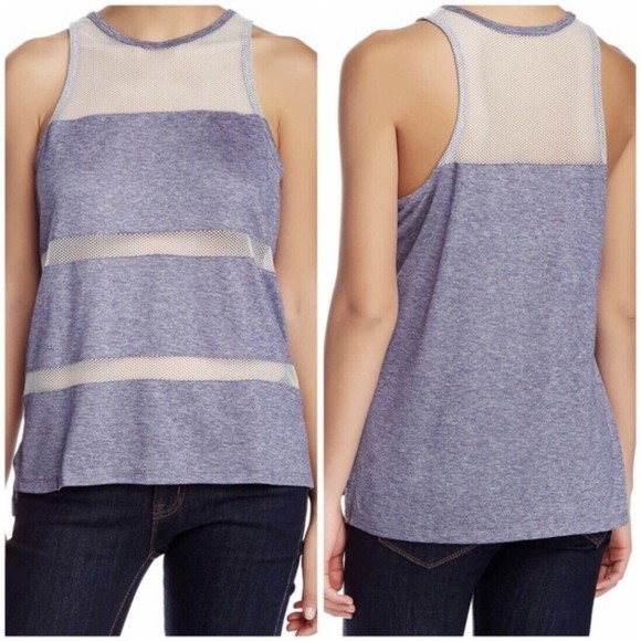 Townsen Gecko Sleeveless‎ Top SIZE XS Sheer Mesh Stripe Tank Top Blue White - Picture 2 of 9